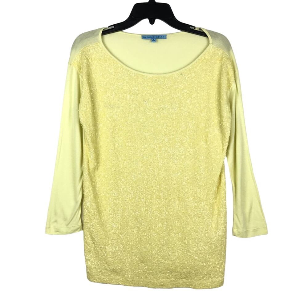 Antonio Melani  sequined blouse yellow Size S - Picture 2 of 9